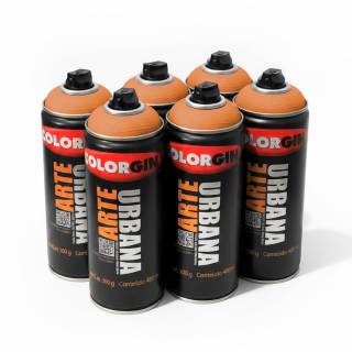 Caixa c/6 Tinta Spray Colorgin Arte Urbana 966 Laranja Vanila fosco 400ml 