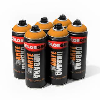 Caixa c/6 Tinta Spray Colorgin Arte Urbana 971 Laranja Mamão fosco 400ml 