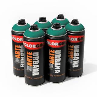 Caixa c/6 Tinta Spray Colorgin Arte Urbana 962 Verde Náutico fosco 400ml 
