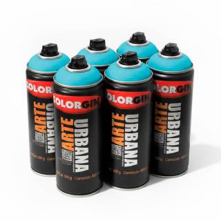 Caixa c/6 Tinta Spray Colorgin Arte Urbana 965 Azul Celeste fosco 400ml