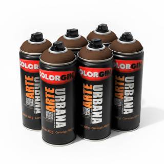 Caixa c/6 Tinta Spray Colorgin Arte Urbana 952 Marrom Canela fosco 400ml 