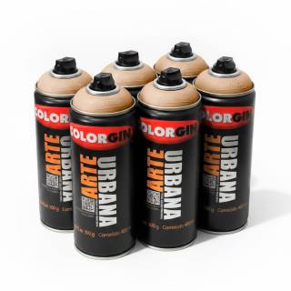 Caixa c/6 Tinta Spray Colorgin Arte Urbana 950 Bege Avelã fosco 400ml 