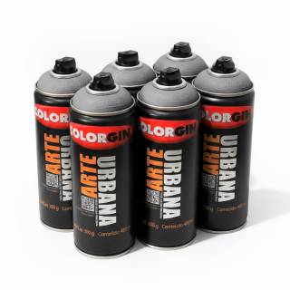 Caixa c/6 Tinta Spray Colorgin Arte Urbana 934 Cinza Claro fosco 400ml