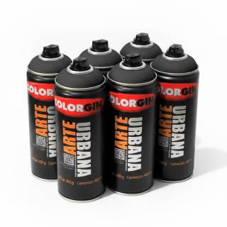 Caixa c/6 Tinta Spray Colorgin Arte Urbana 935 Cinza Londres fosco 400ml