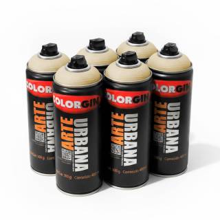 Caixa c/6 Tinta Spray Colorgin Arte Urbana 941 Bege Bambu fosco 400ml