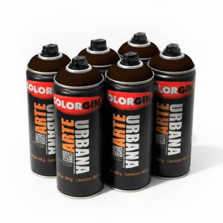 Caixa c/6 Tinta Spray Colorgin Arte Urbana 929 Marrom Café fosco 400ml