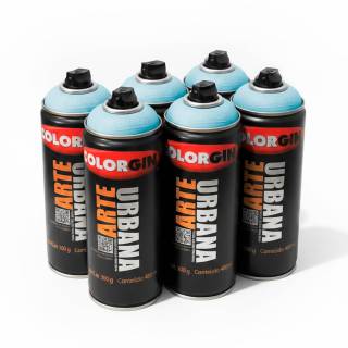 Caixa c/6 Tinta Spray Colorgin Arte Urbana 928 Azul Chuva fosco 400ml