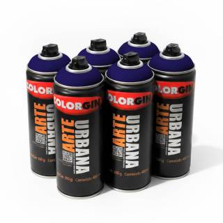 Caixa c/6 Tinta Spray Colorgin Arte Urbana 927 Azul Mackenzie fosco 400ml