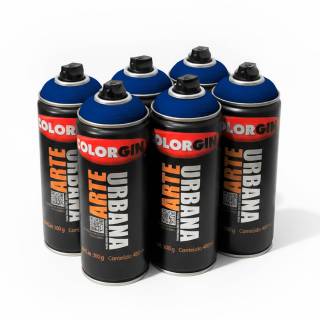 Caixa c/6 Tinta Spray Colorgin Arte Urbana 926 Azul Miró fosco 400ml