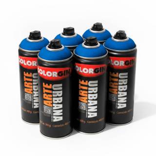 Caixa c/6 Tinta Spray Colorgin Arte Urbana 924 Azul Européia fosco 400ml