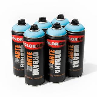 Caixa c/6 Tinta Spray Colorgin Arte Urbana 923 Azul Céu fosco 400ml