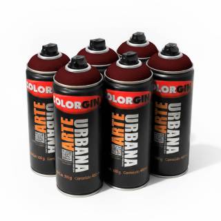 Caixa c/6 Tinta Spray Colorgin Arte Urbana 921 Vermelho Açaí fosco 400ml