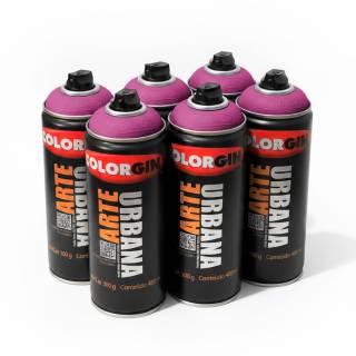 Caixa c/6 Tinta Spray Colorgin Arte Urbana 916 Rosa Lótus fosco 400ml
