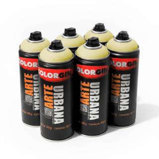 Caixa c/6 Tinta Spray Colorgin Arte Urbana 913 Amarelo Baunilha fosco 400ml 