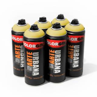 Caixa c/6 Tinta Spray Colorgin Arte Urbana 912 Amarelo Canário fosco 400ml 