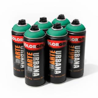 Caixa c/6 Tinta Spray Colorgin Arte Urbana 909 Verde Menta fosco 400ml 