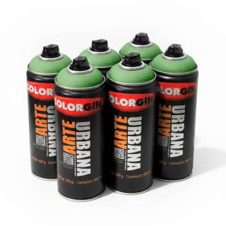 Caixa c/6 Tinta Spray Colorgin Arte Urbana 908 Verde Abacate fosco 400ml 