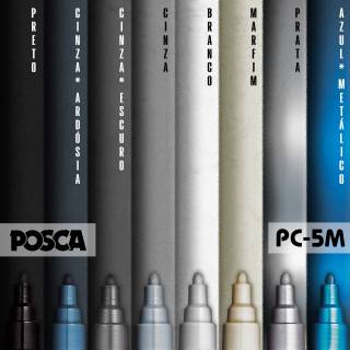Kit POSCA 5m Grey Tons - Cinza com 8 marcadores