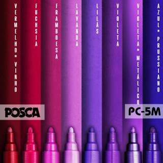 Kit POSCA 5m Violet Tons - Roxo com 8 marcadores