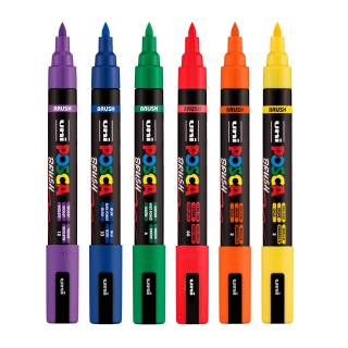Kit POSCA 5m Brush c/ 6 Canetas (Cores a sua escolha)