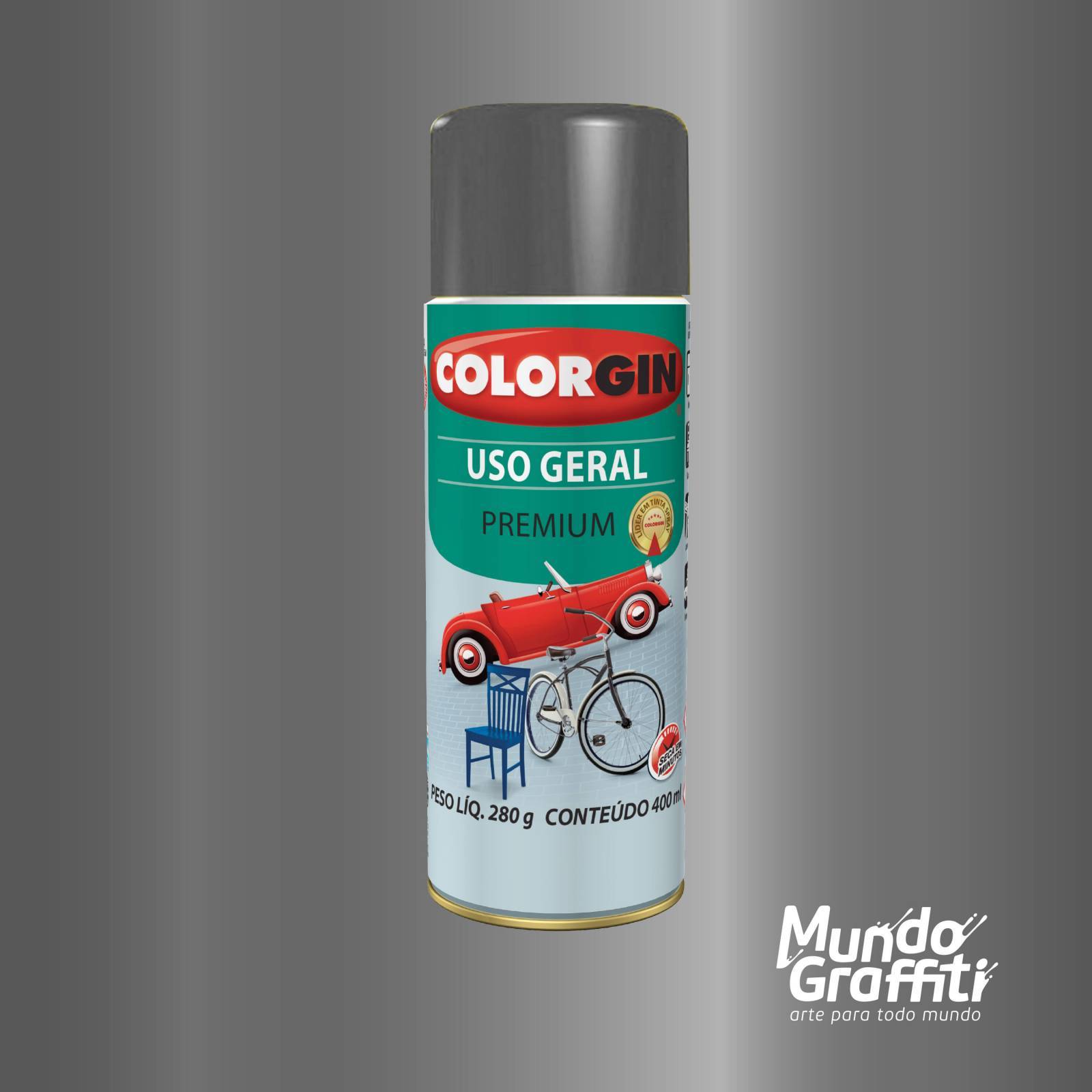 Tinta Spray Colorgin Uso Geral 57001 Grafite p/ Rodas 400ml - Mundo Graffiti