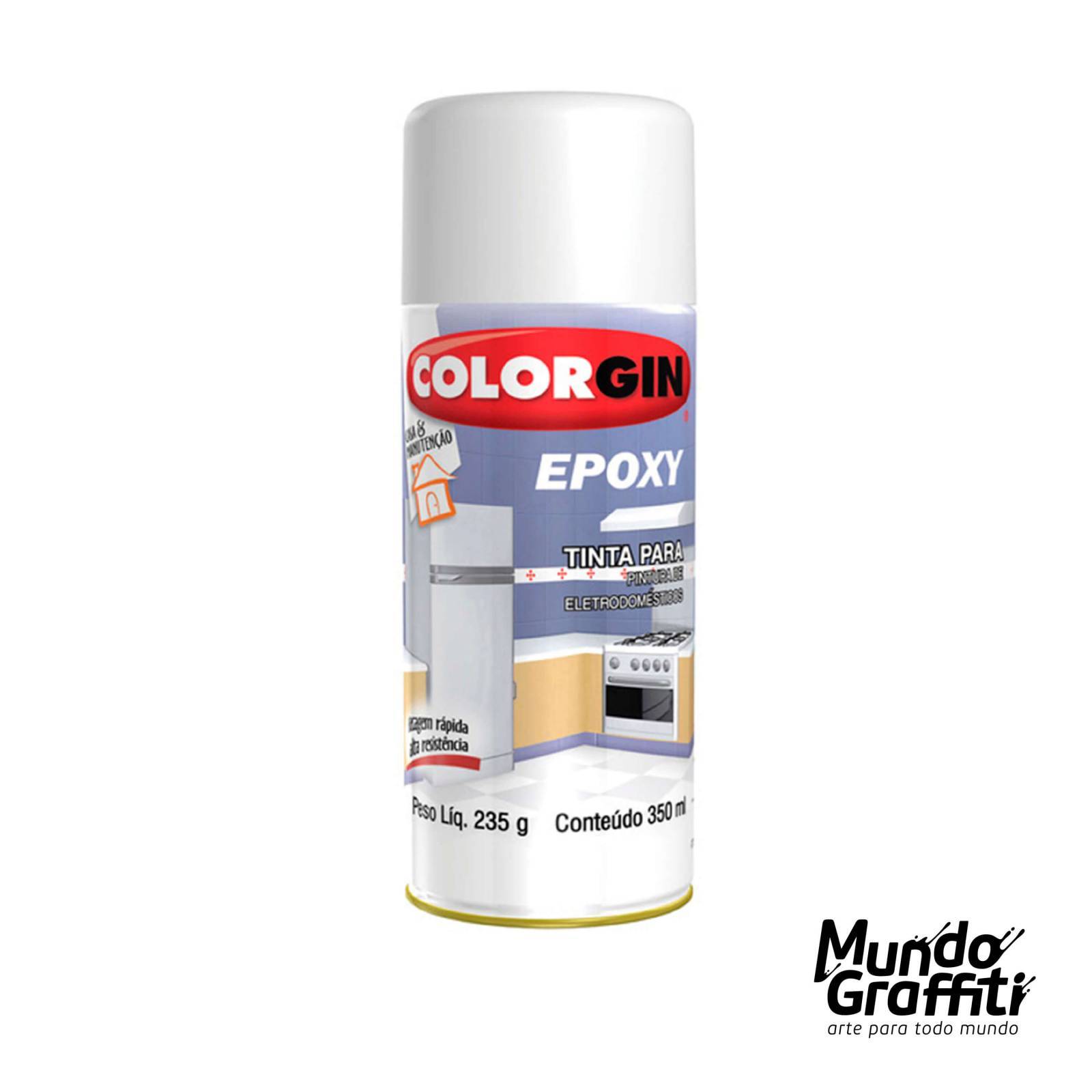 Tinta Spray Colorgin Epoxi 852 Branco Brilhante 350ml - Mundo Grafite