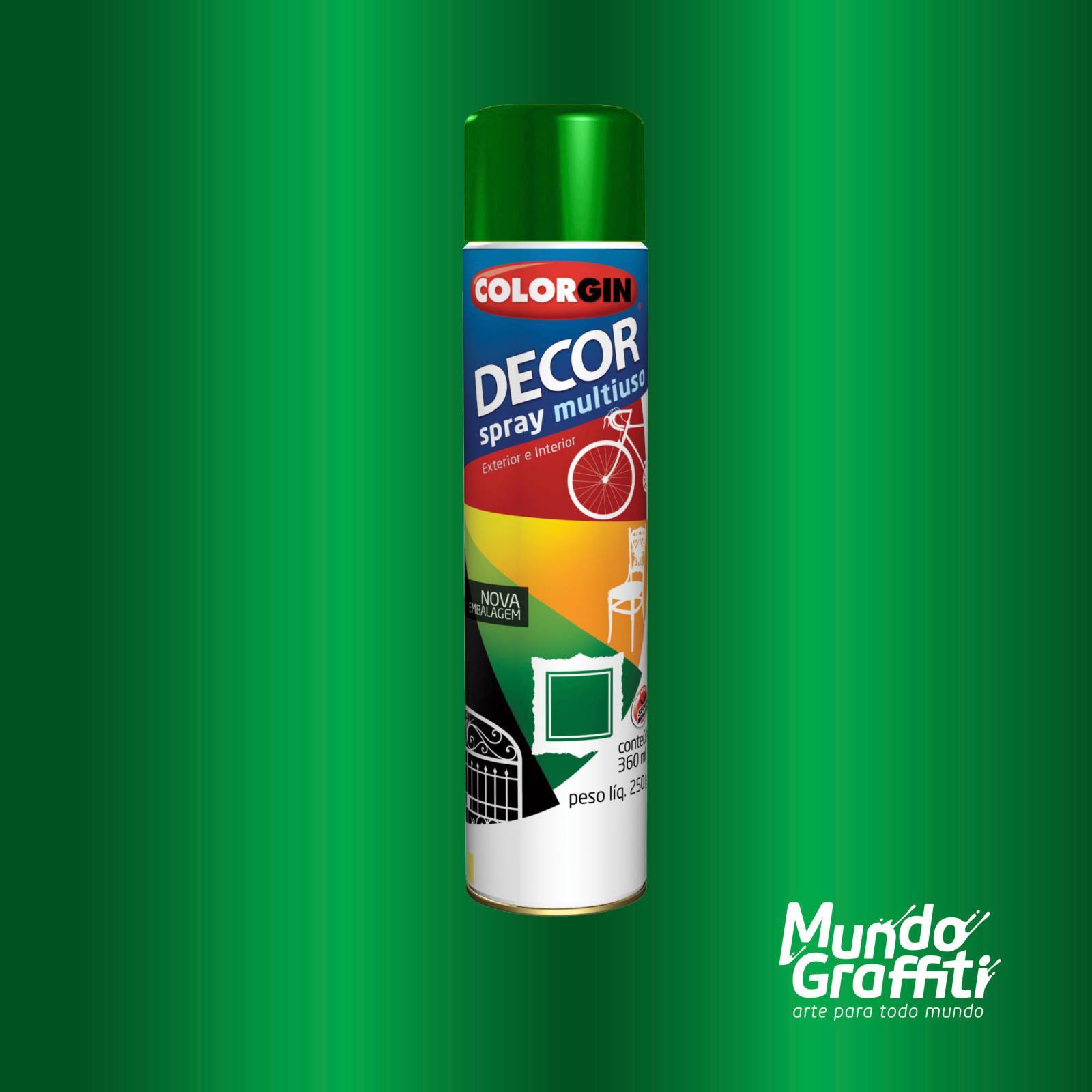 Tinta Spray Colorgin Decor 8741 Verde Amazonas Met. 360ml - Mundo Graffiti