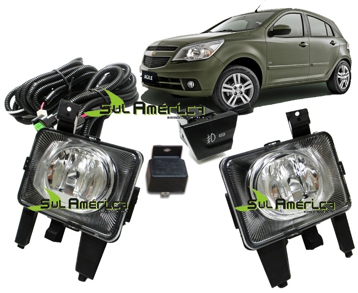 KIT FAROL AUXILIAR MILHA AGILE 2009 A 2013 MONTANA 2011 A 2016 C/ BOTÃO ORIGINAL (7PÇ?S)