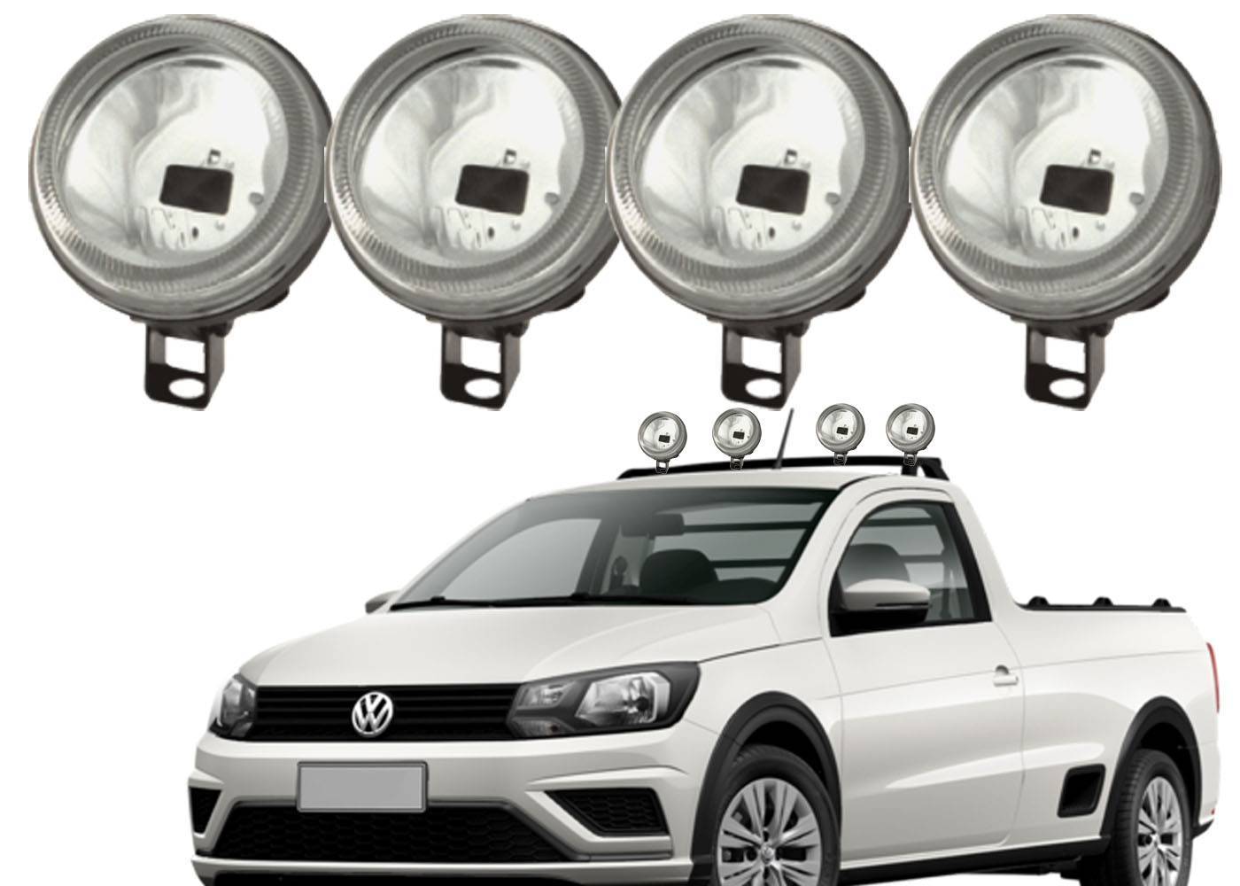 Kit 4 Farol Milha Longo Alcance Saveiro G2 G3 G4 G5 G6 G7 