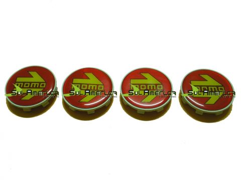 EMBLEMA DE RODA MOMO VERMELHO 58mm - 4PÇŽs + GARRAS DE FIXAÇ - Sul