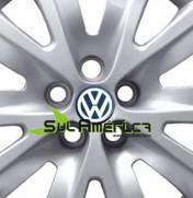 EMBLEMA CALOTA VW AUTO RELEVO PRETO 51mm 4PÇS