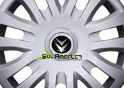 EMBLEMA CALOTA CITROEN AUTO RELEVO PRETO 49mm 4PÇS