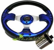 VOLANTE SAFARI RACING AZUL 330mm + CUBO - Linha GM