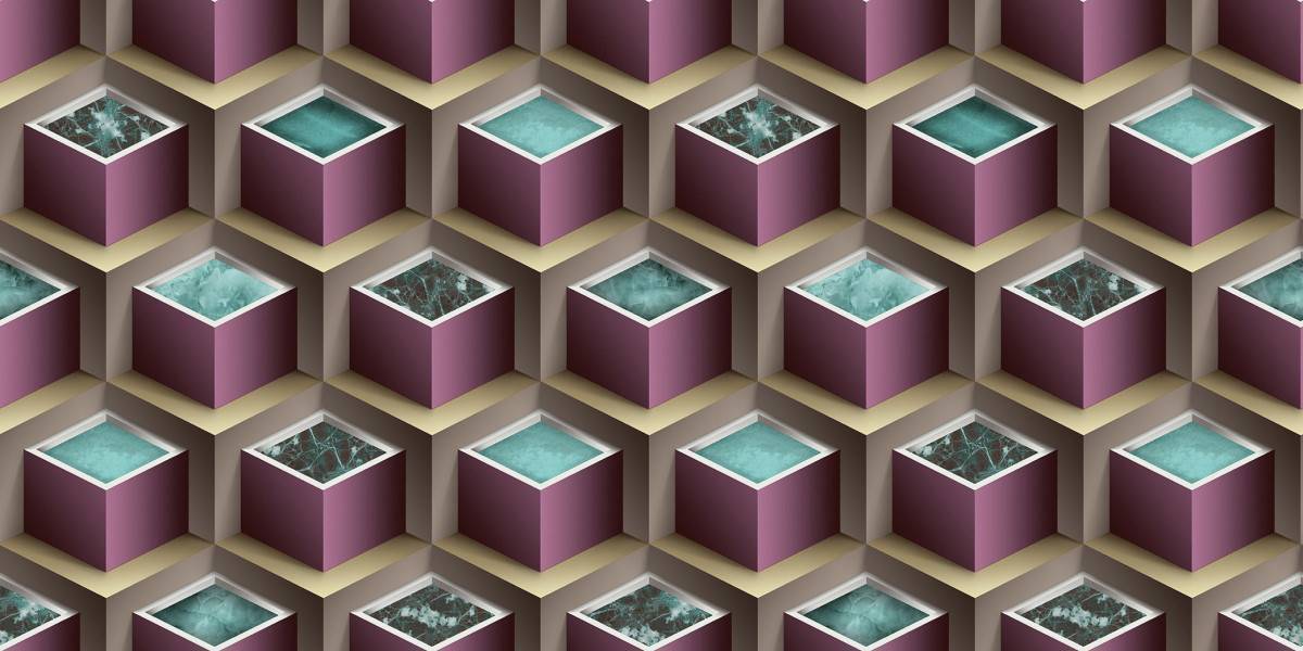 Papel de Parede Texturizado 3D Cubos Violeta e Marron imagem 1