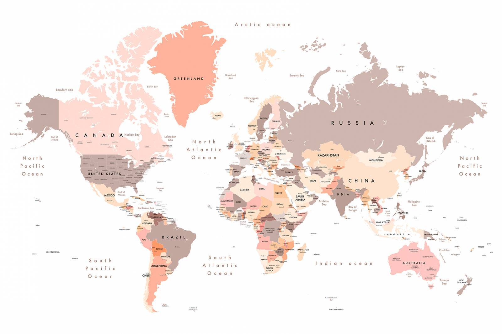 Mapa do Mundo Tom Pastel | Painel Fotográfico M² imagem 2