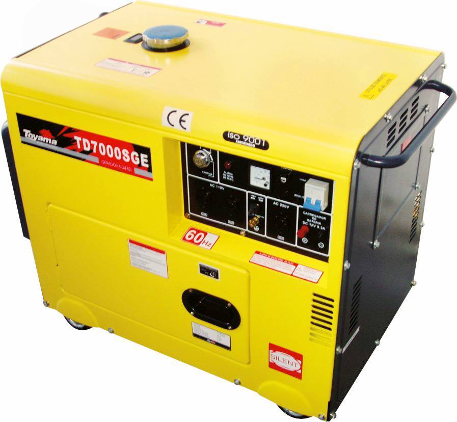GERADOR TOYAMA DIESEL 6.000W / 6.0 KVA C/ PARTIDA ELÉTRICA E CABINADO - TD7000SGE