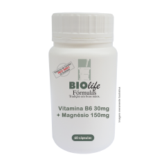 Vitamina B6 30mg + Magnésio 150mg - 60 caps - Recuperação Física e Ganho de Massa