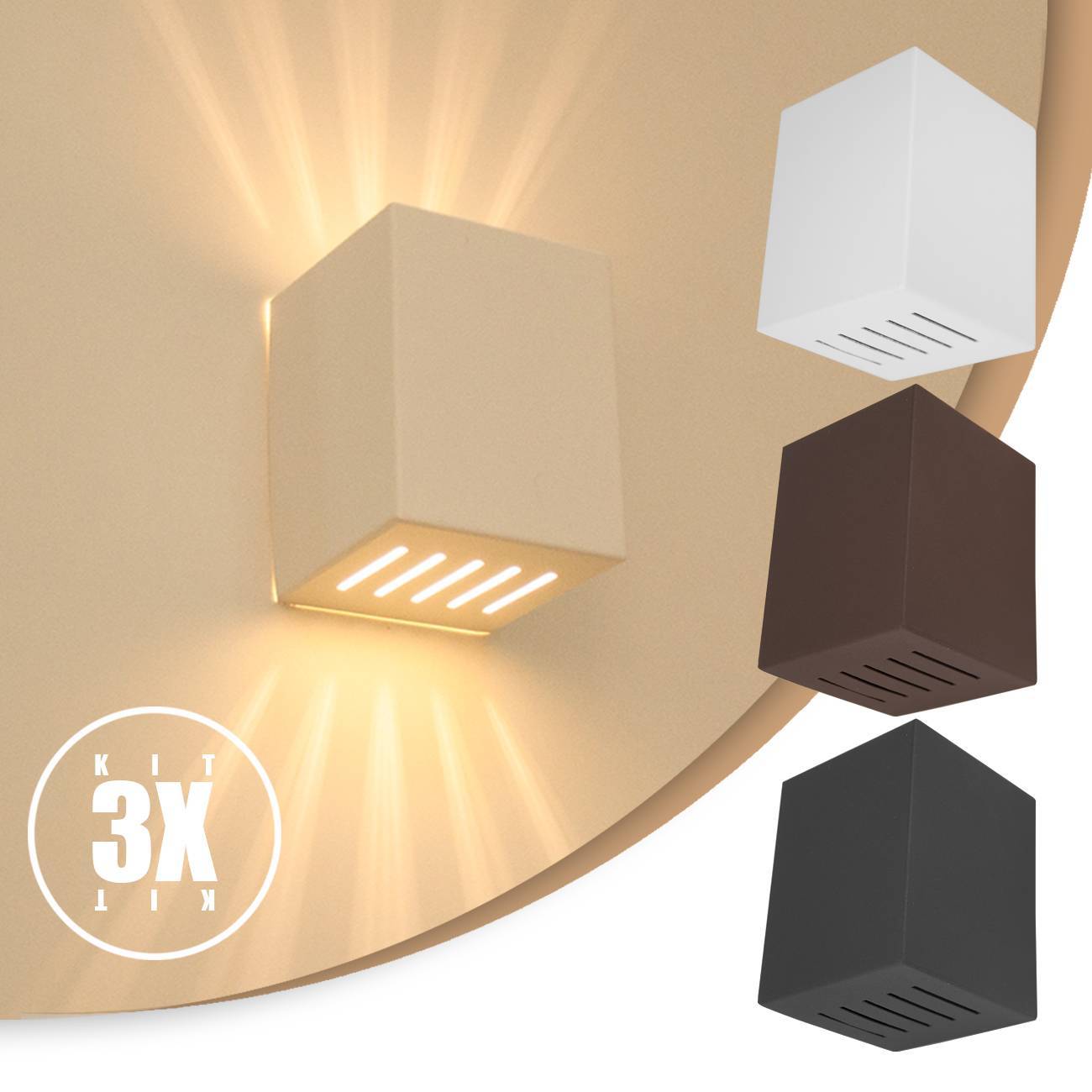 Arandela Frisada 10 Fachos Parede Externa Interna Prime Kit 3 unidades