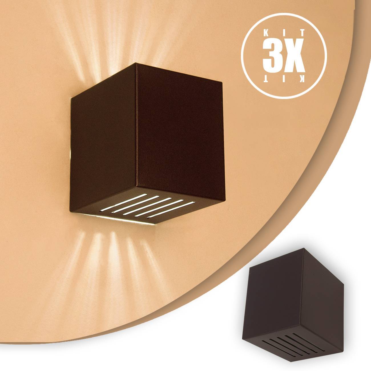 Arandela Frisada Parede Externa/ Interna 10 Fachos Marrom Kit 03 unidades
