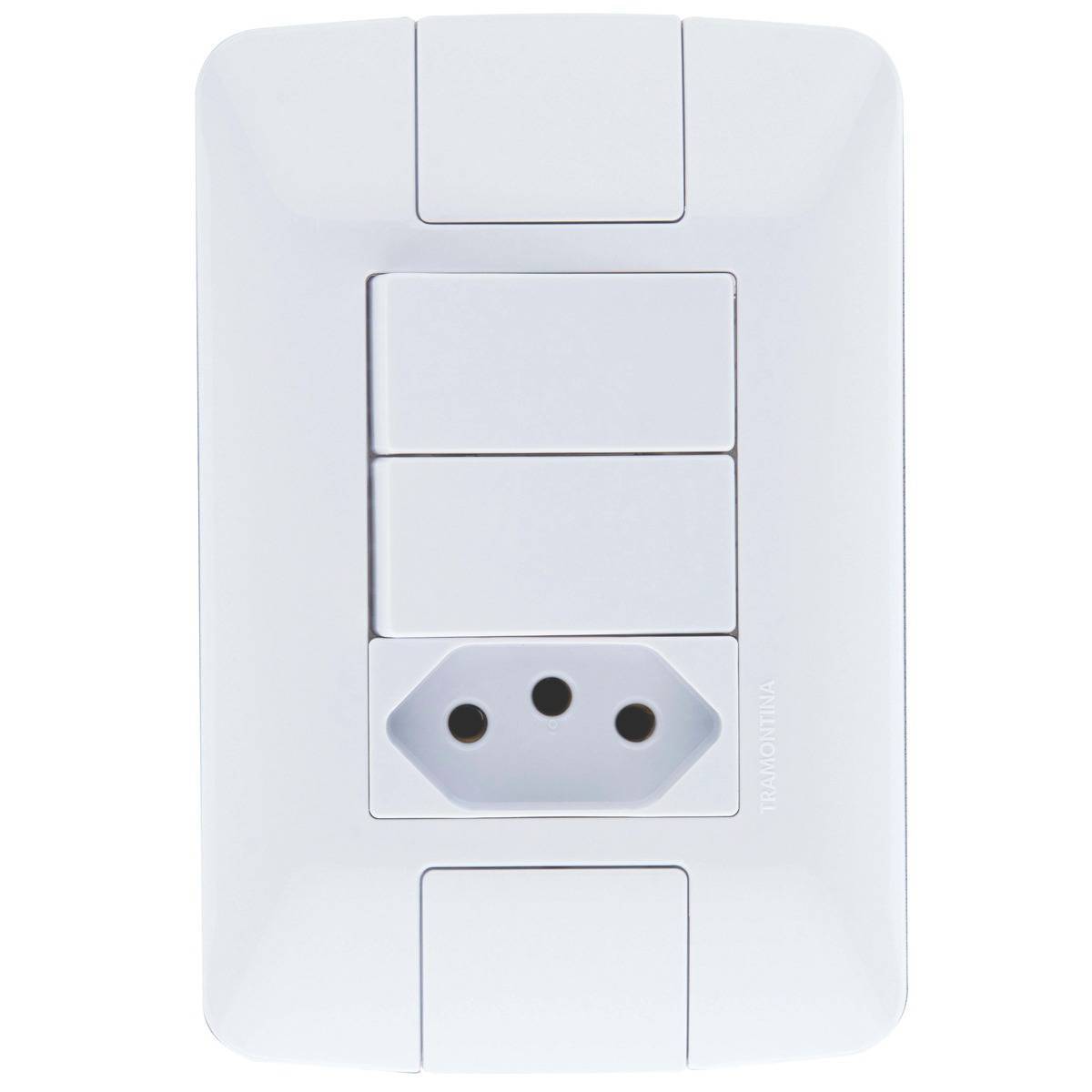 Conjunto Montado Aria 4x2 2 Interruptores Simples 6a + 1 Tomada 10A 250V Tramontina
