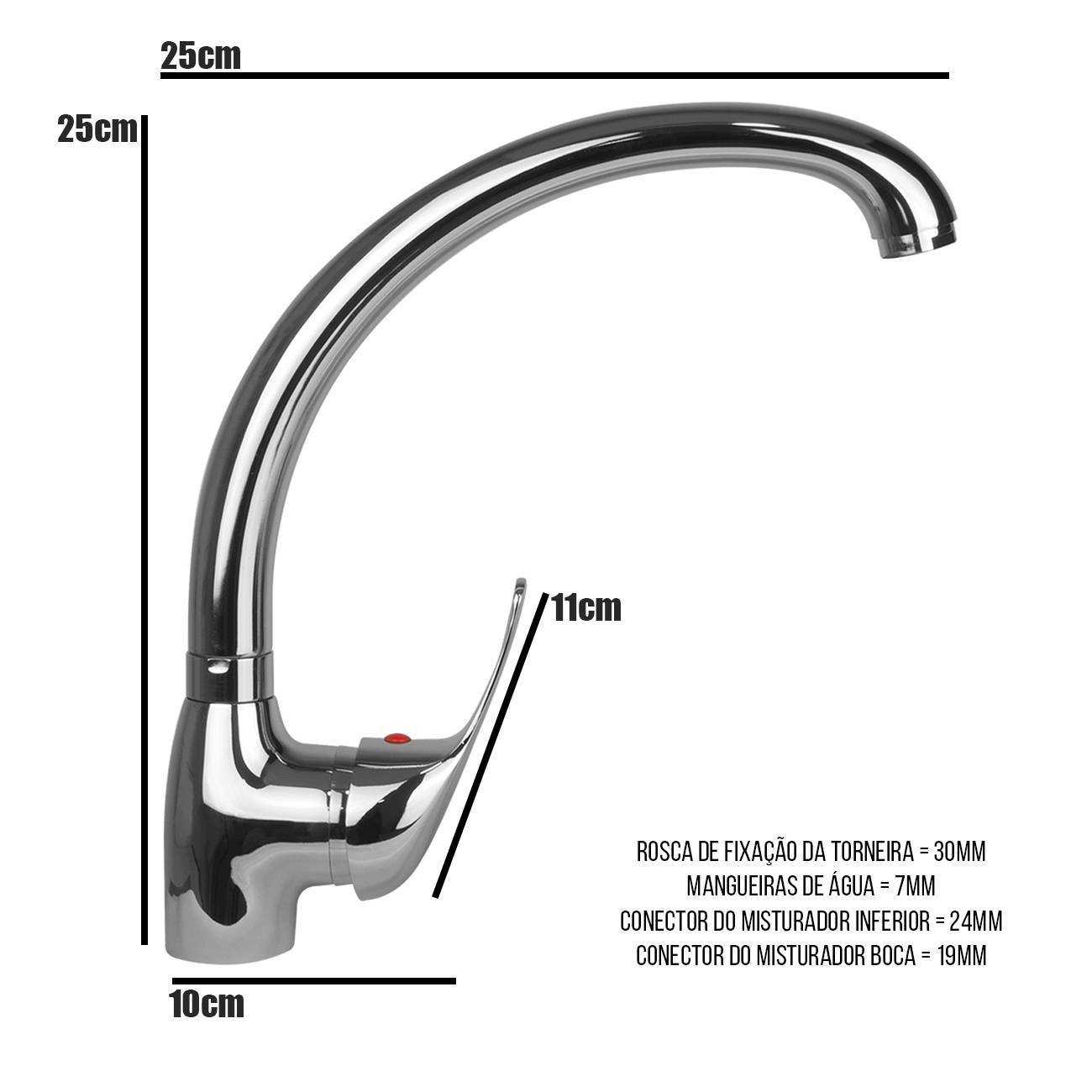 Torneira Gourmet Para Cozinha Monocomando C/ Misturador Bica Móvel