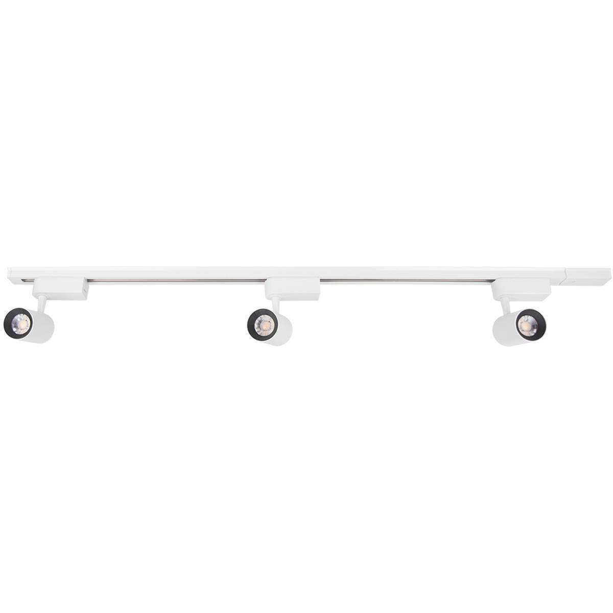 Kit Trilho Eletrificado 1 Metro Branco + 3 Spots Led 7w Branco Frio