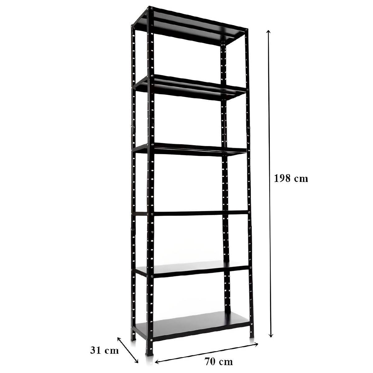 Estante Aço Multiuso Preta 6 Prateleiras Reforçadas Até 30kg Cada