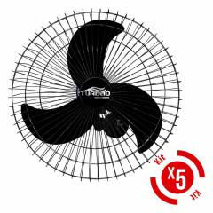 Kit 5 Ventiladores De Parede 60cm Oscilante Preto Turbão 200w Bivolt 2 Rolamentos
