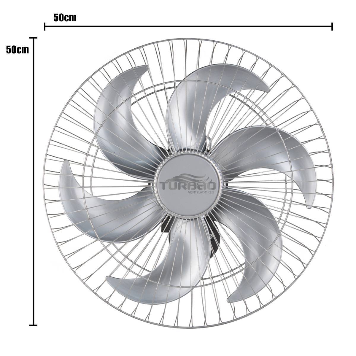 Ventilador de Parede Oscilante 50cm Prata Turbão 130W Bivolt