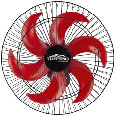 Ventilador de Parede Oscilante 50cm Preto/Vermelho Turbão 130W Bivolt