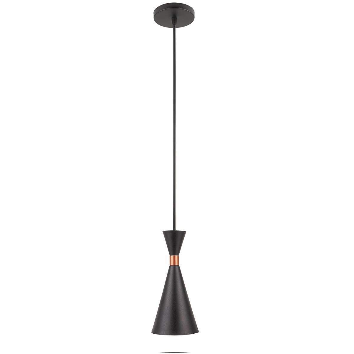 Luminária Pendente California Cobre E Preto P/ 1 Lâmpada Enerlux