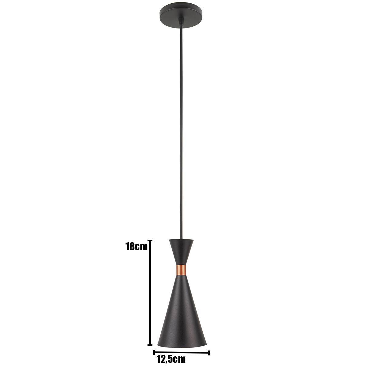 Luminária Pendente California Cobre E Preto P/ 1 Lâmpada Enerlux