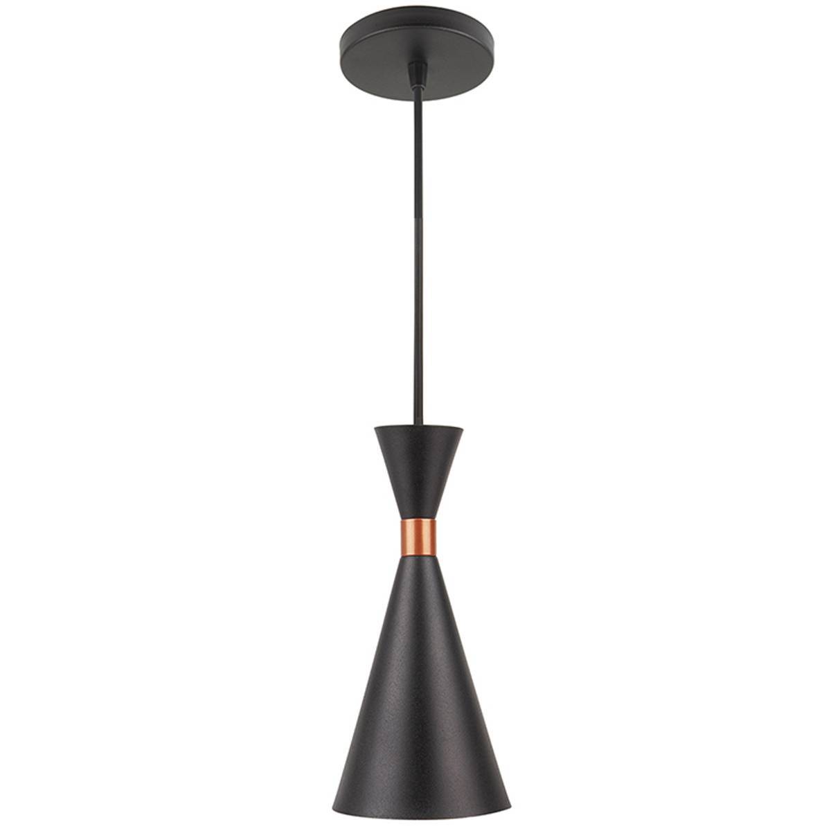 Luminária Pendente California Cobre E Preto P/ 1 Lâmpada Enerlux