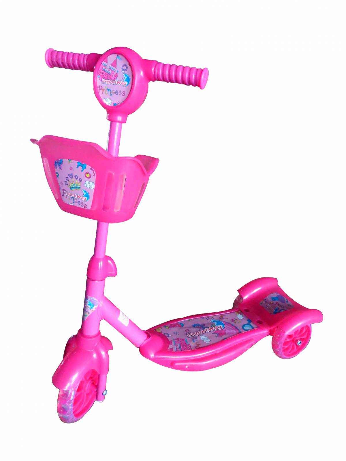 Patinete Infantil 3 Rodas Musical Luzes Cesta